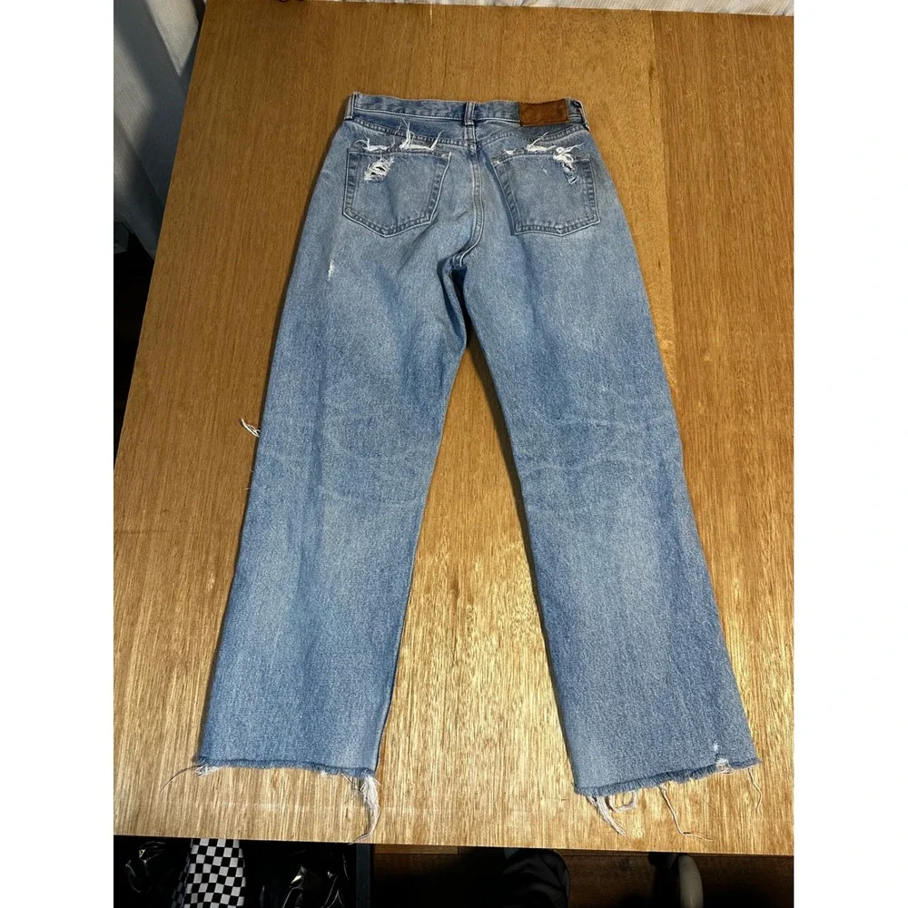 Moussy Vintage Distressed Ripped Destroyed Jeans Size 27 Light Wash Denim - Picture 8 of 11